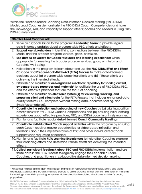 PBC-DIDM Coach and Lead Coach Competencies