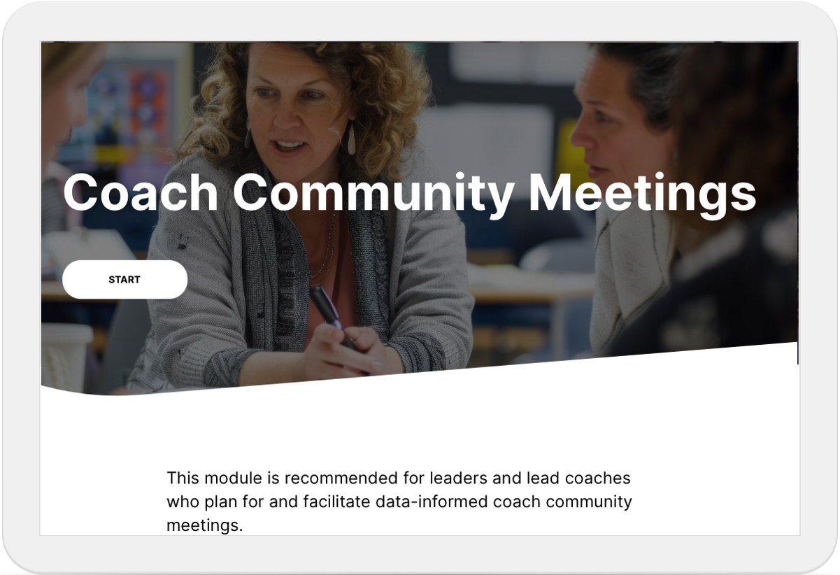 Coach Community Meetings Module Photo of the Coach Community Meetings Module